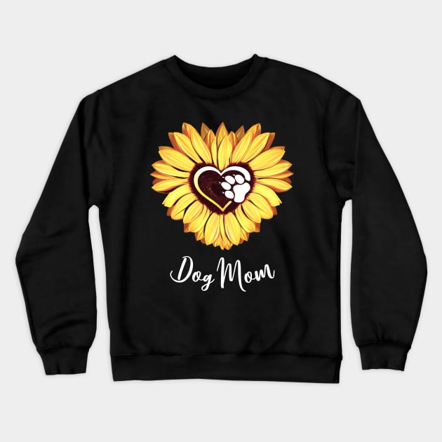 Dog mom yellow sunflower heart paw Crewneck Sweatshirt by Collagedream